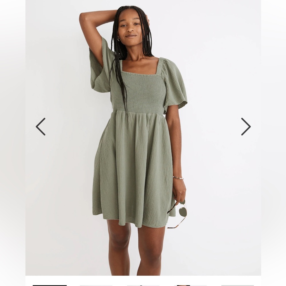 Madewell  NWT
Lightspun Lucie
Smocked Tie-Back
Mini Dress size XS color green